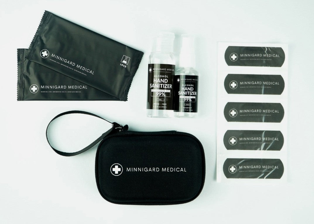 Minnigard Essential Travel Essentials Kit - Hand Sanitisers, Wipes and plasters